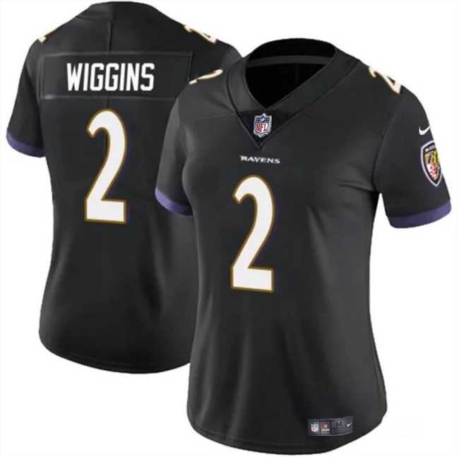 Women%27s Baltimore Ravens #2 Nate Wiggins Black 2024 Draft Jersey Dzhi->washington commanders->NFL Jersey